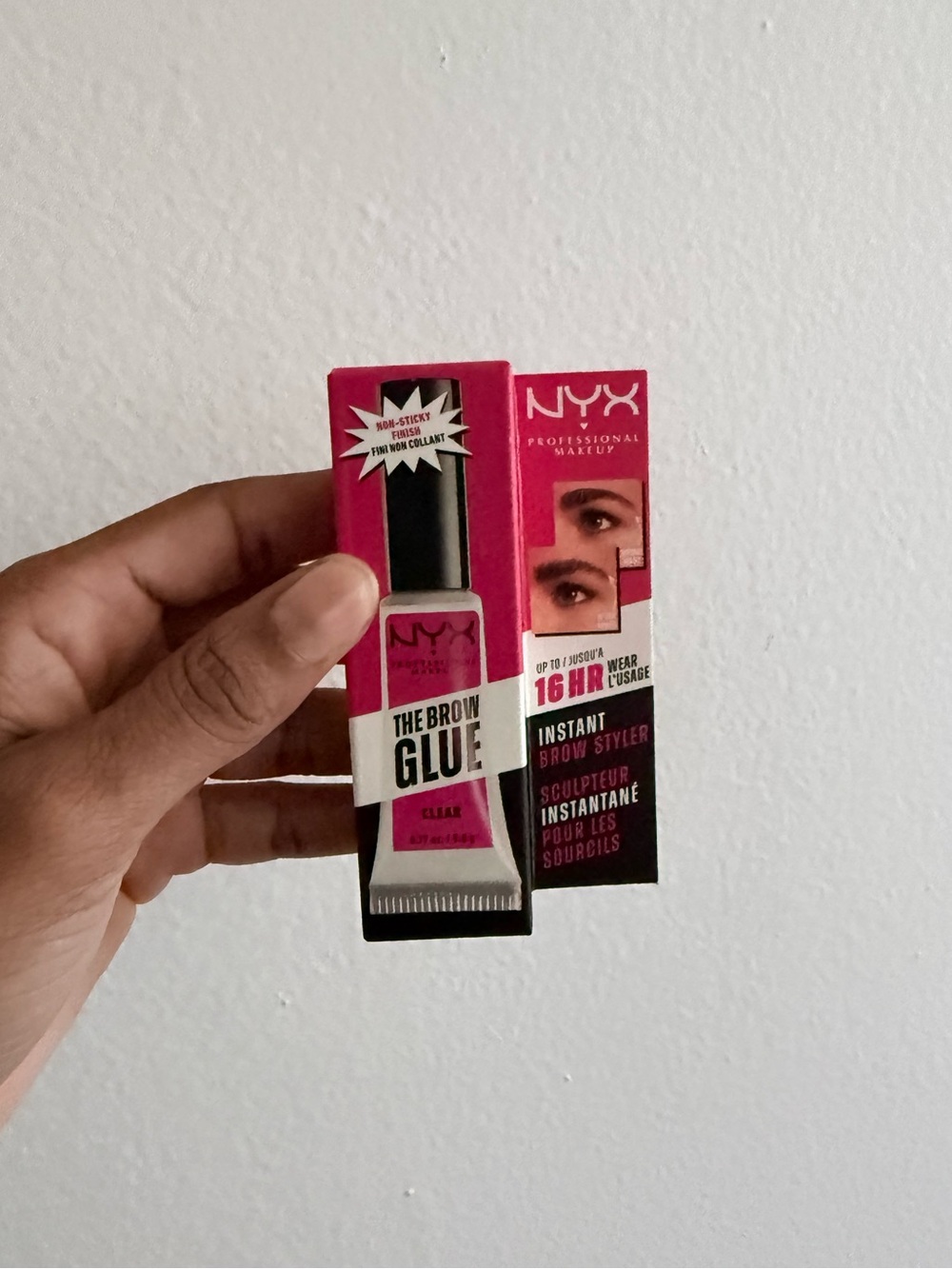 NYX The Brow Glue Clear with Bright Pink Packaging